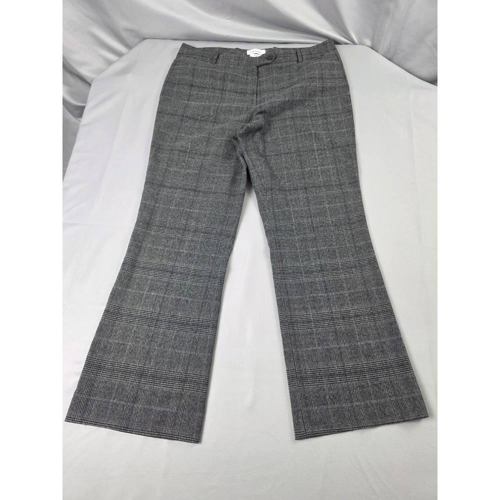 Calvin Klein Grey Glen Plaid Wide Leg Dress Pants Modern Fit Size 10